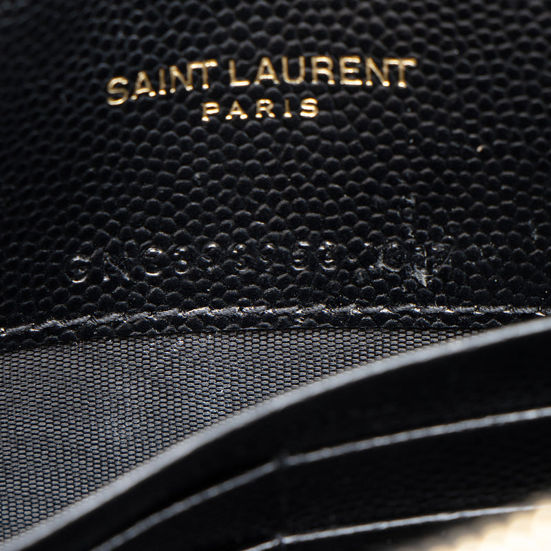 Saint Laurent Matelasse Grain de Poudre Monogram Envelope Chain Wallet (SHF-TV61tz)