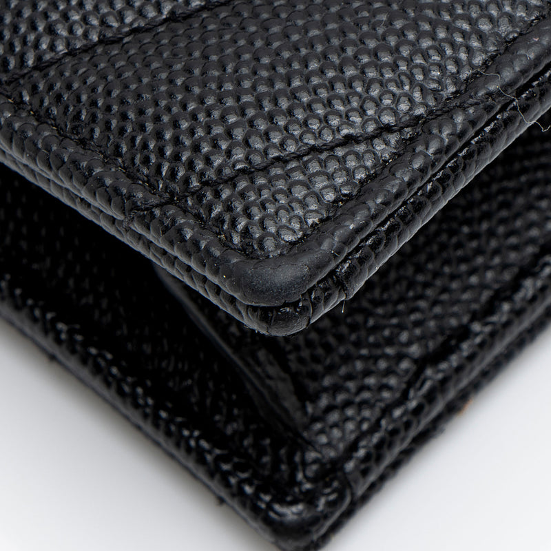 Saint Laurent Matelasse Grain de Poudre Monogram Envelope Chain Wallet (SHF-TV61tz)