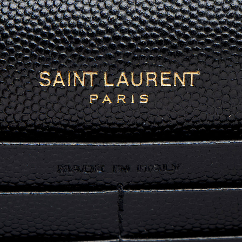 Saint Laurent Matelasse Grain de Poudre Monogram Envelope Chain Wallet (SHF-TV61tz)