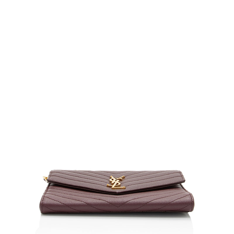 Saint Laurent Matelasse Grain de Poudre Monogram Envelope Pouch (SHF-lz1cXR)