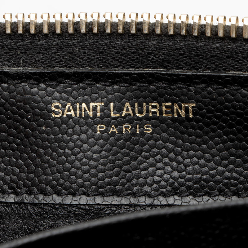 Saint Laurent Matelasse Grain de Poudre Monogram Zip Around Wallet (SH –  LuxeDH