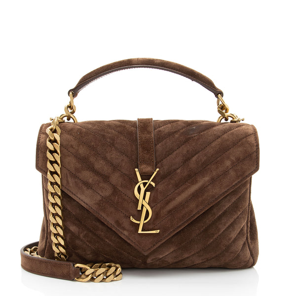 Saint Laurent Matelasse Suede Monogram College Medium Shoulder Bag (SHF-ttFAad)