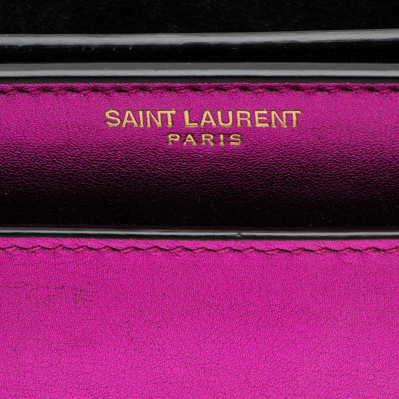 Saint Laurent Metallic Calfskin Monogram Sunset Small Shoulder Bag (SH –  LuxeDH