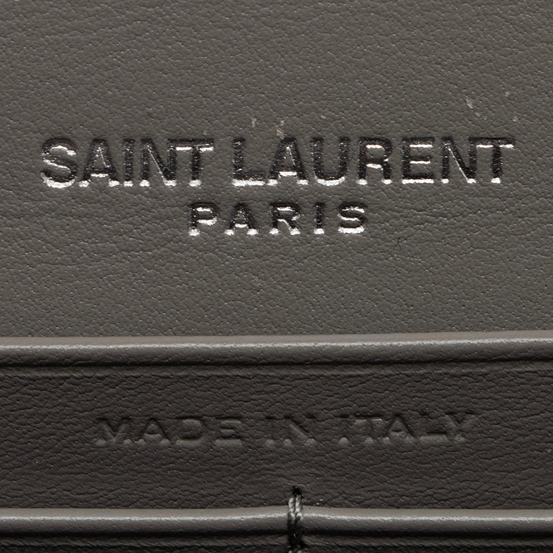 Saint Laurent Women's Black Tri Metal Monogram Leather Chain Wallet | by Mitchell Stores