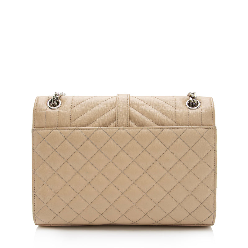 Yves Saint Laurent Beige Quilted 3 Mix Matelasse Leather Medium