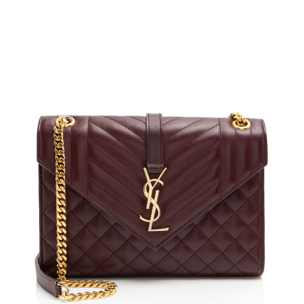 Saint Laurent Mixed Matelasse Grain de Poudre Monogram Medium Shoulder Bag (SHF-3bCetN)