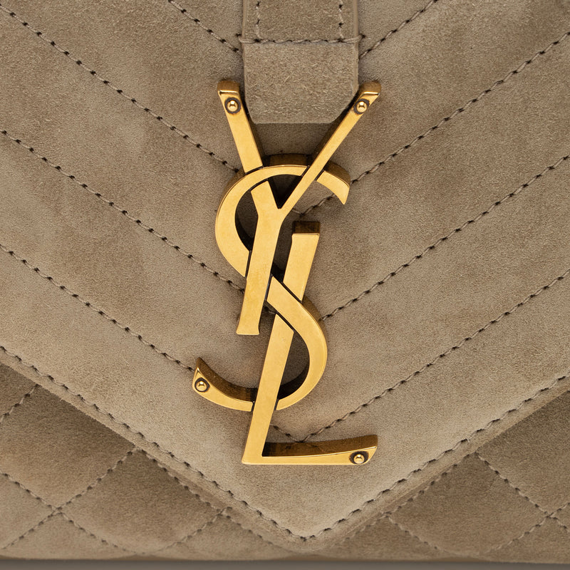 Saint Laurent Mixed Matelasse Suede Monogram Small Shoulder Bag (SHF-zJcR5Y)