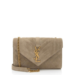 Saint Laurent Mixed Matelasse Suede Monogram Small Shoulder Bag (SHF-zJcR5Y)