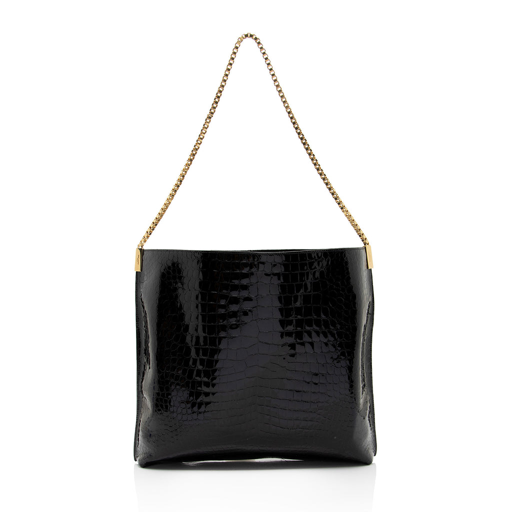 Shops Black Patent Croc Embossed Hobo Bag