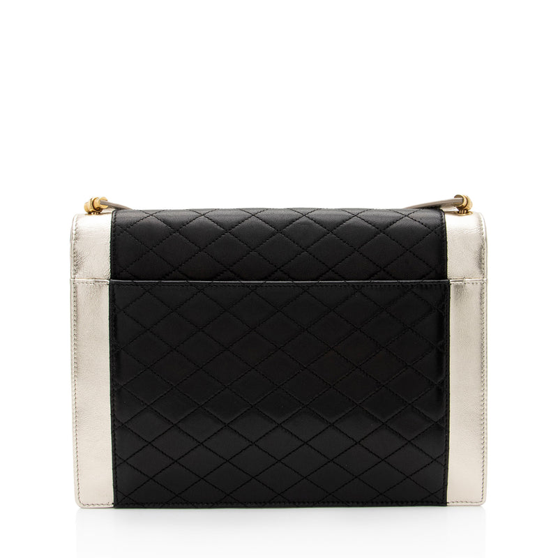 Saint Laurent Quilted Lambskin Monogram Gaby Shoulder Bag (SHF-8HOn3a)