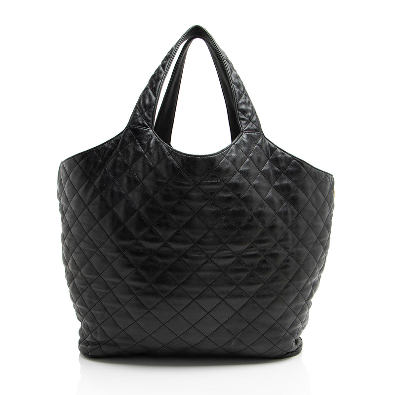 Saint Laurent Quilted Lambskin Monogram Icare Maxi Shopping Tote (SHF-wrAW37)