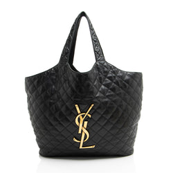 Saint Laurent Quilted Lambskin Monogram Icare Maxi Shopping Tote (SHF-wrAW37)