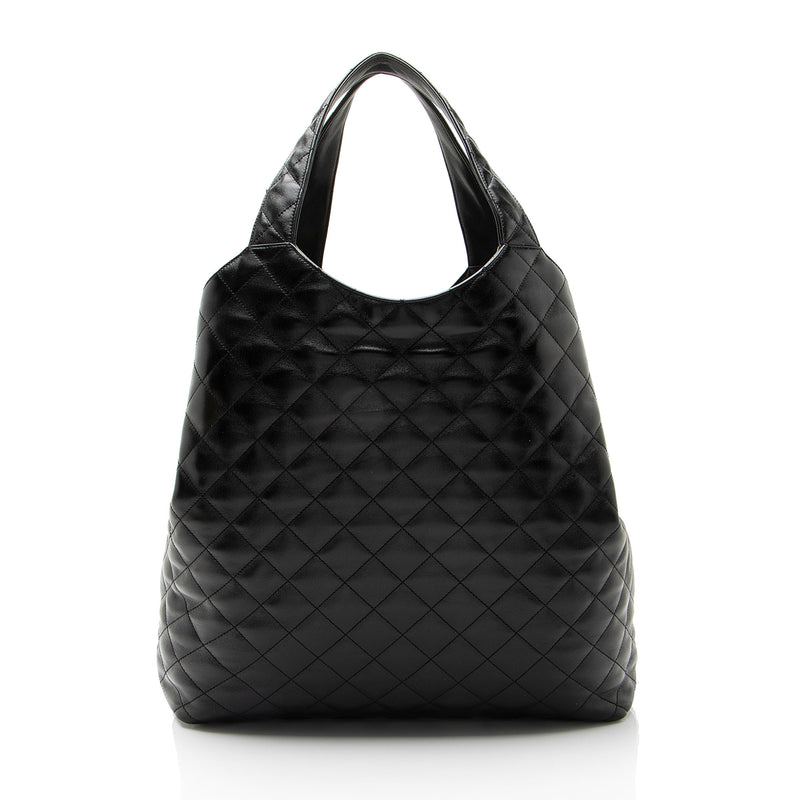 Saint Laurent Quilted Lambskin Monogram Icare Maxi Shopping Tote (SHF-kQ3hRQ)