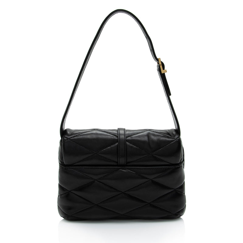 Saint Laurent Quilted Lambskin Monogram Le 57 Hobo (SHF-46zvkL)