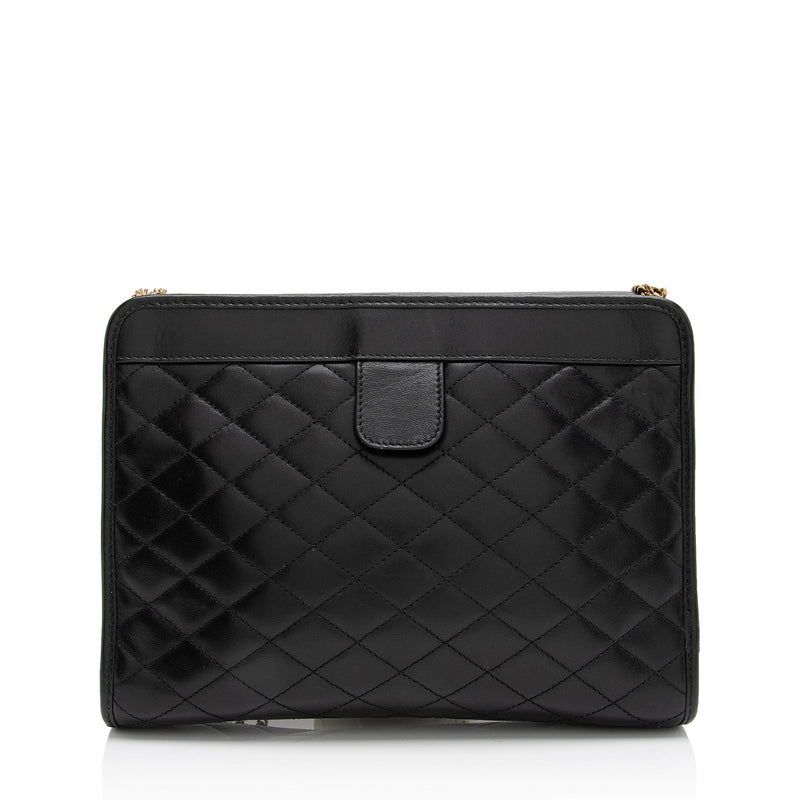 Saint Laurent 87 Quilted-leather Clutch Bag in Black