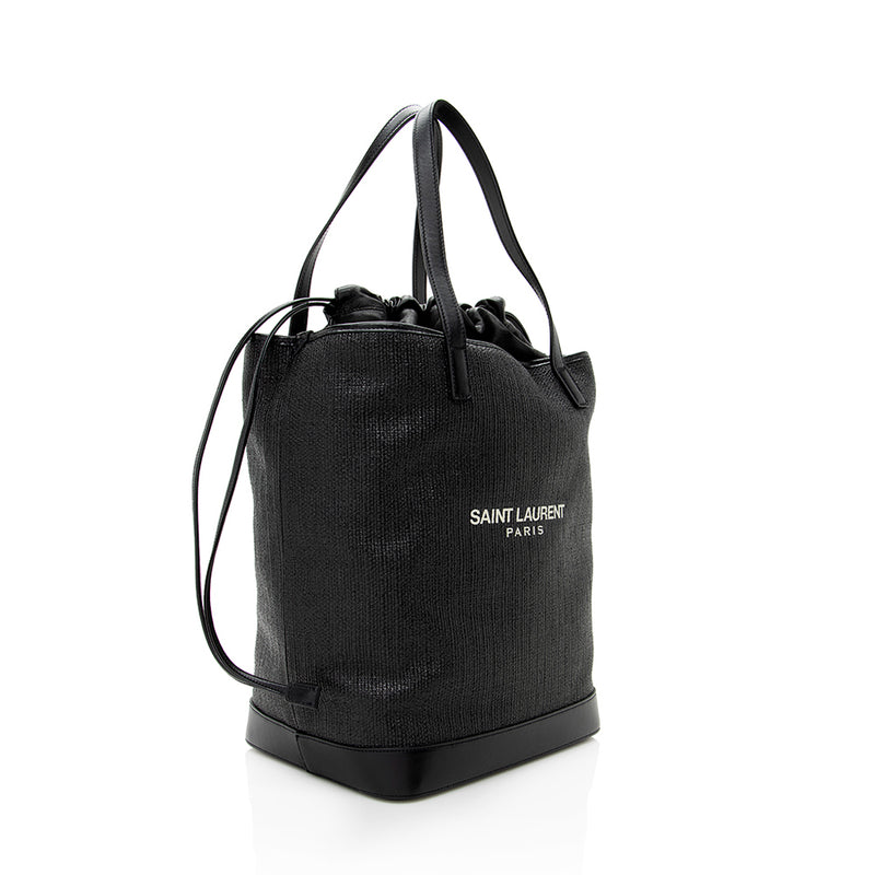Saint Laurent Leather Teddy Small Bucket Bag (SHF-18098)