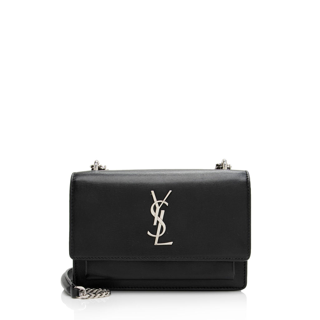 Yves Saint Laurent, Bags, Ysl Sunset Chain Wallet In Offwhite  Crocodileembossed Shiny Leather