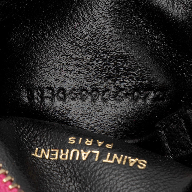 Saint Laurent Croc Embossed Leather Monogram Blogger Bag (SHF-XNnxZ2) –  LuxeDH