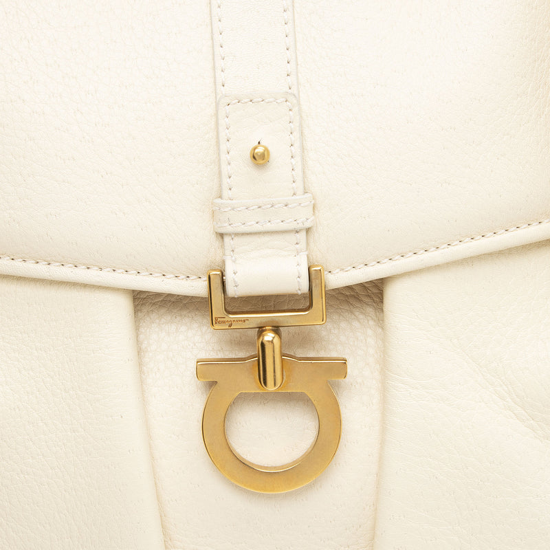 Salvatore Ferragamo Leather Gancini Flap Satchel (SHF-BYFop9)