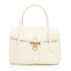 Salvatore Ferragamo Leather Gancini Flap Satchel (SHF-BYFop9)