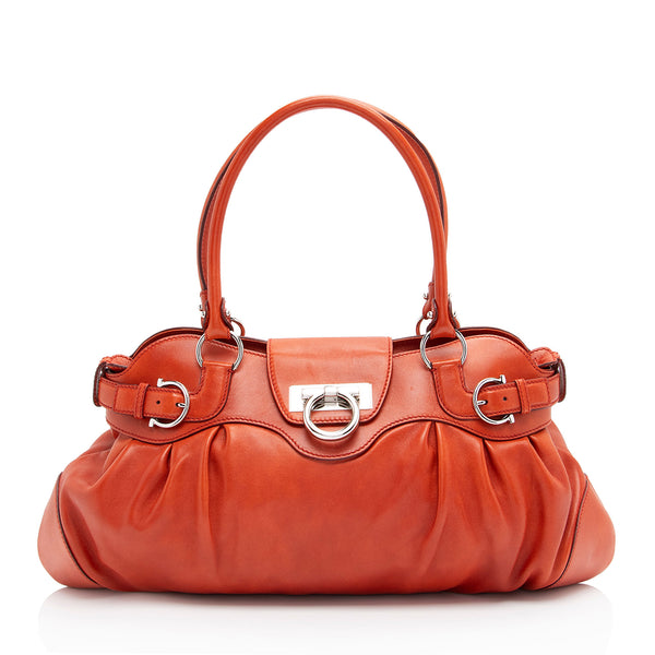 Salvatore Ferragamo Leather Gancini Marisa Satchel (SHF-Zmm7wo)