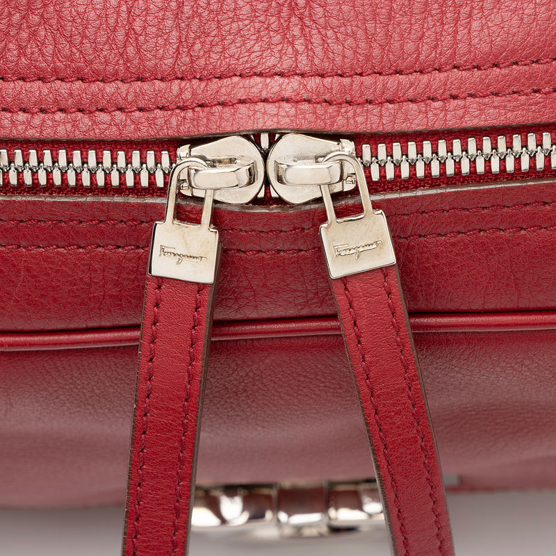 Salvatore Ferragamo Leather Gancini Marisa Satchel (SHF-k71Fsw)