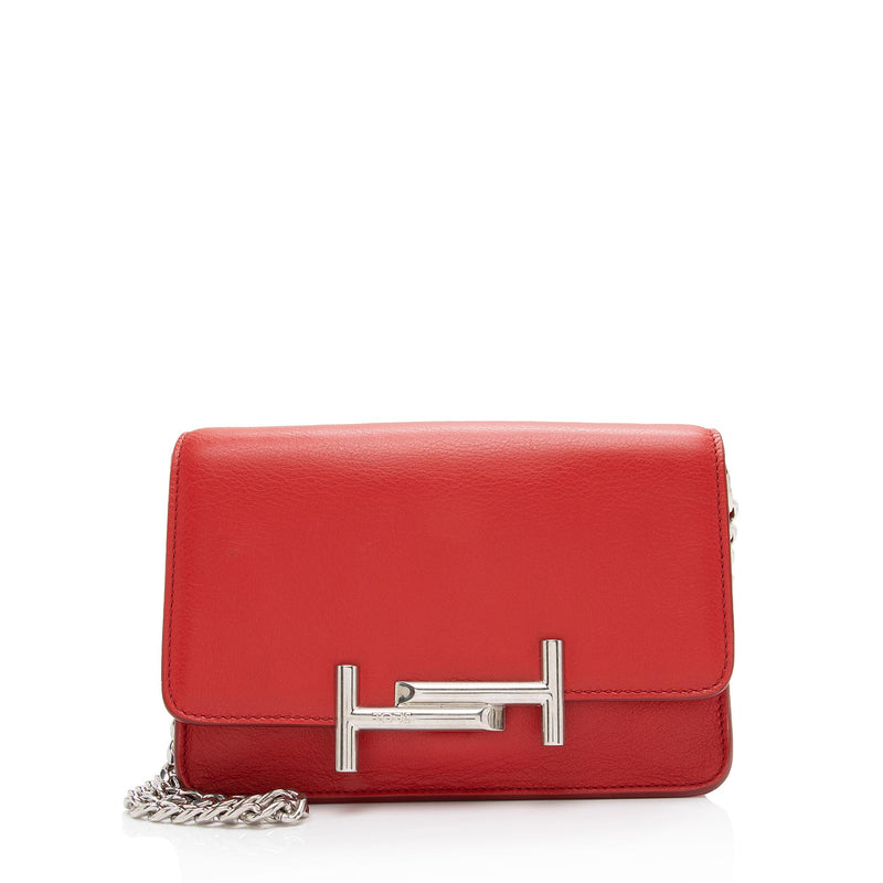 Tod's Leather Double T Chain Flap Bag (SHF-HZjYaX)