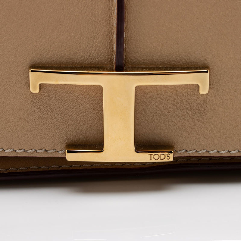 Tod's Leather Timeless T Mini Flap Bag (SHF-qzl20C)