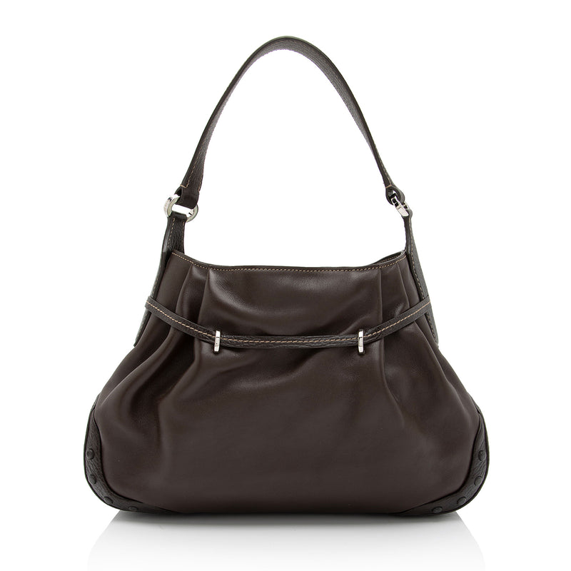 Tod's Pleated Leather Belted Shoulder Bag (SHF-Ntv6HZ)