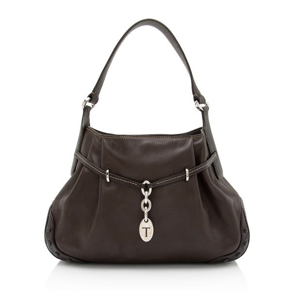 Tod's Pleated Leather Belted Shoulder Bag (SHF-Ntv6HZ)