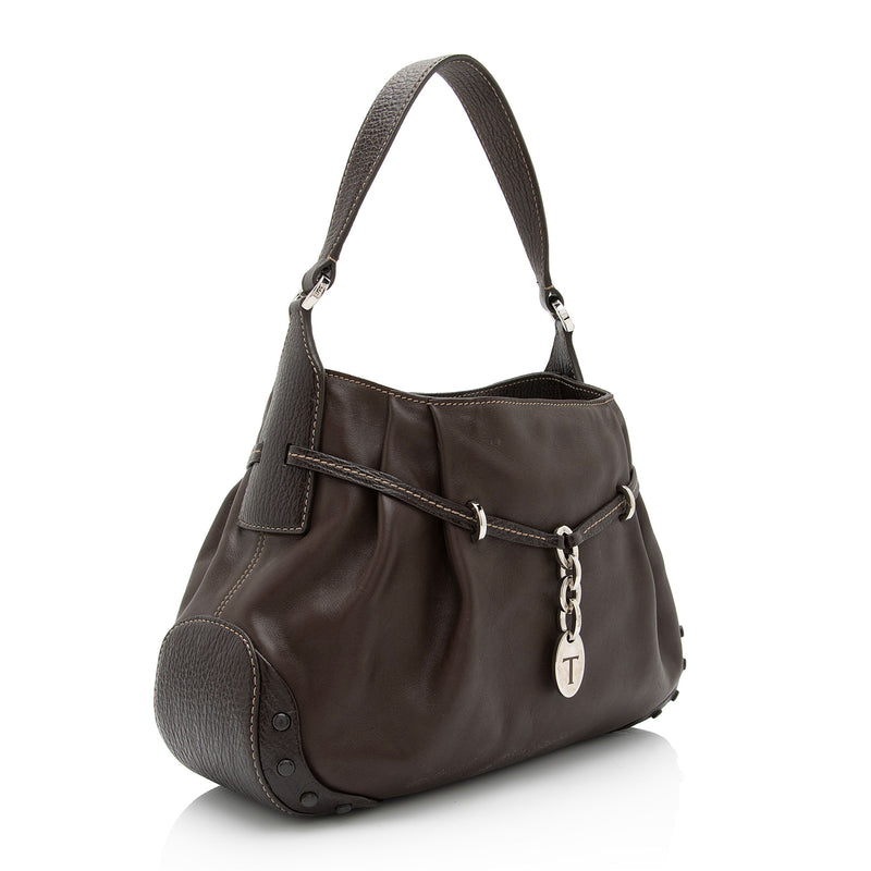 Tod's Pleated Leather Belted Shoulder Bag (SHF-Ntv6HZ)