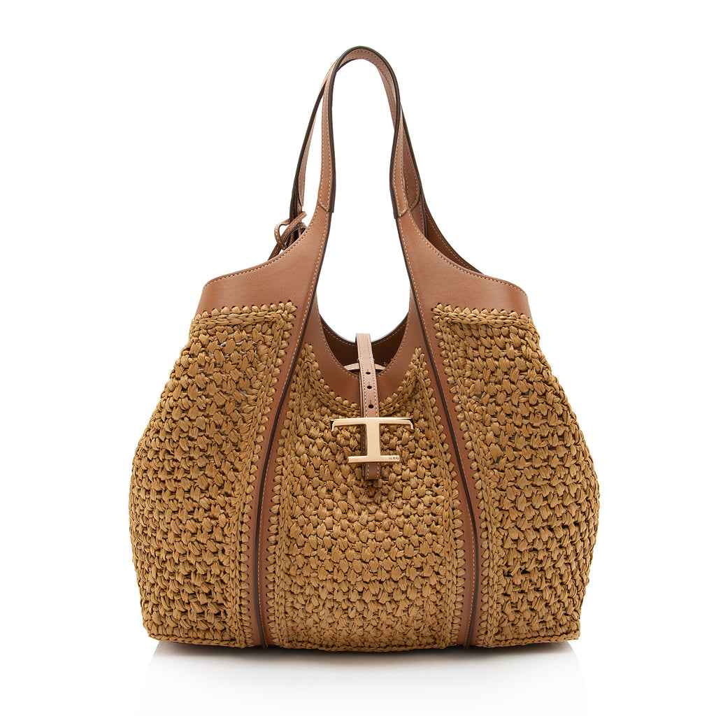 Tory Burch Raffia Leather Slouchy Tote (SHF-UewUdN) – LuxeDH