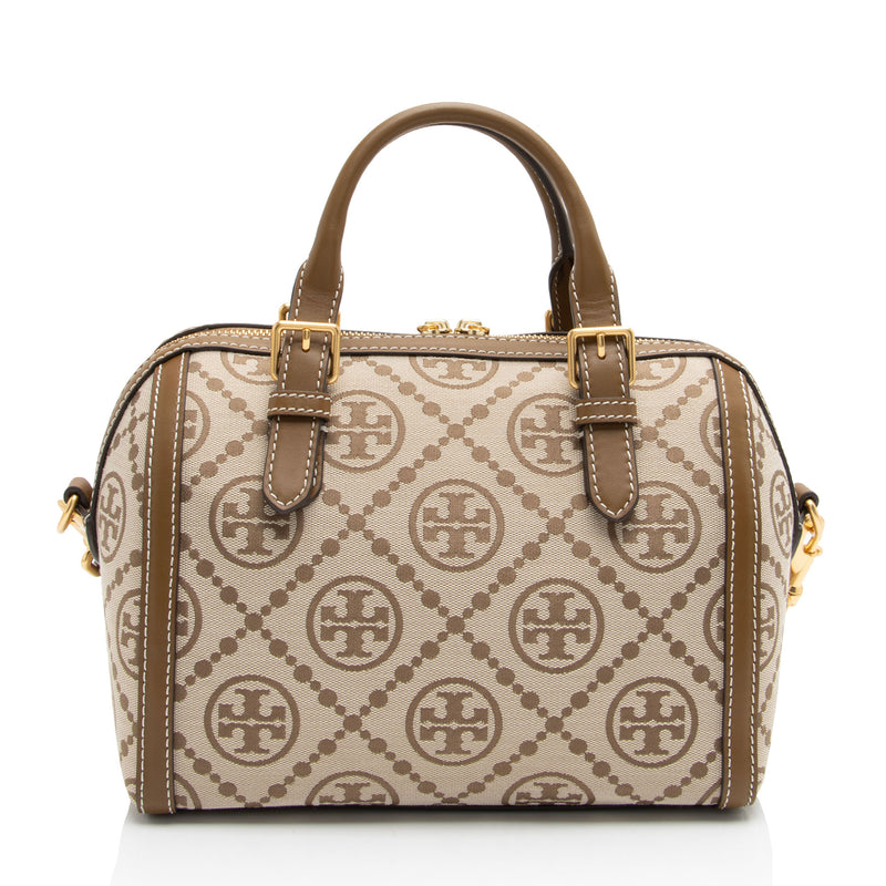 Tory Burch Canvas T Monogram Barrel Satchel (SHF-q9kpN4)