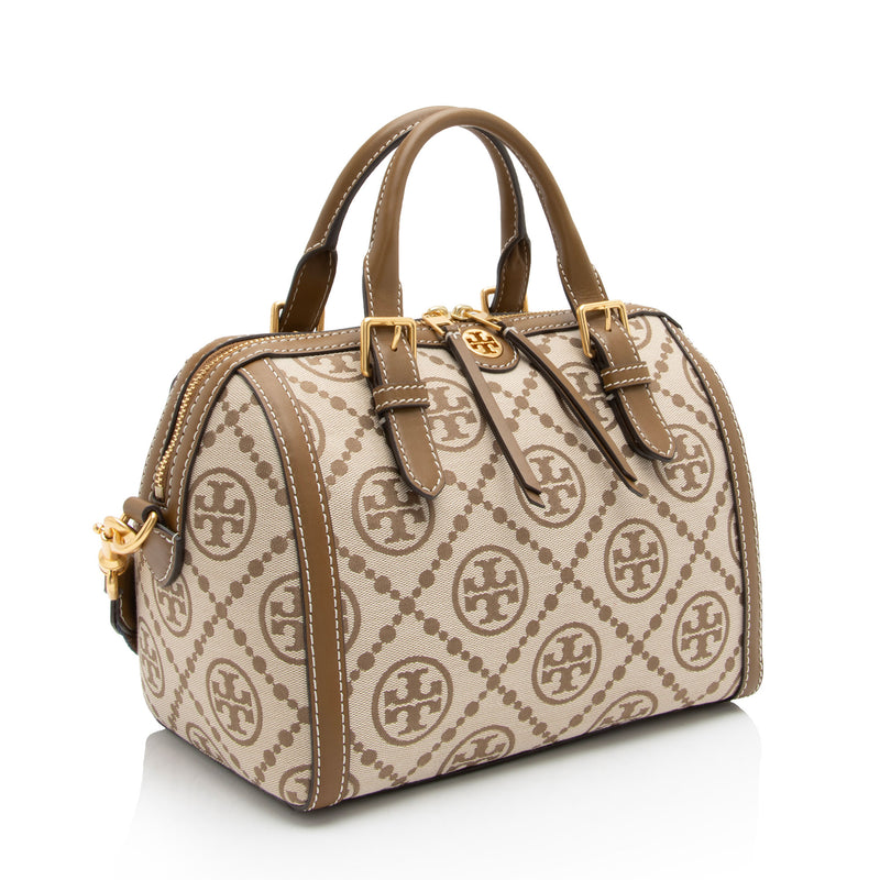 Tory Burch Canvas T Monogram Barrel Satchel (SHF-q9kpN4)