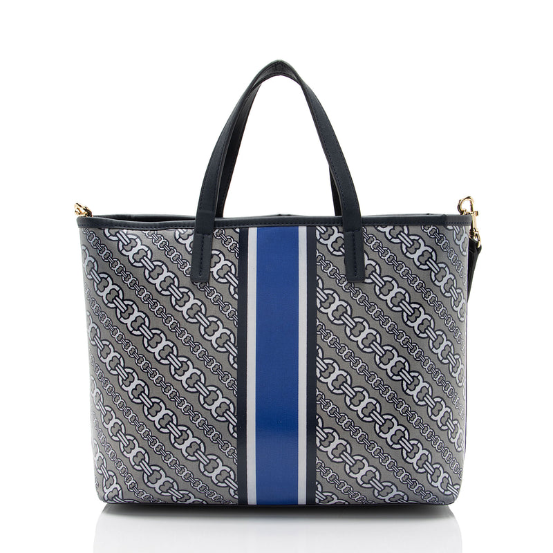 Tory Burch Coated Canvas Gemini Link Small Tote (SHF-5PzeqY)