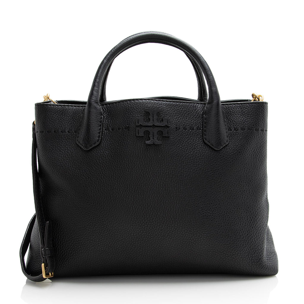 Tory burch mcgraw 2024 triple compartment leather satchel