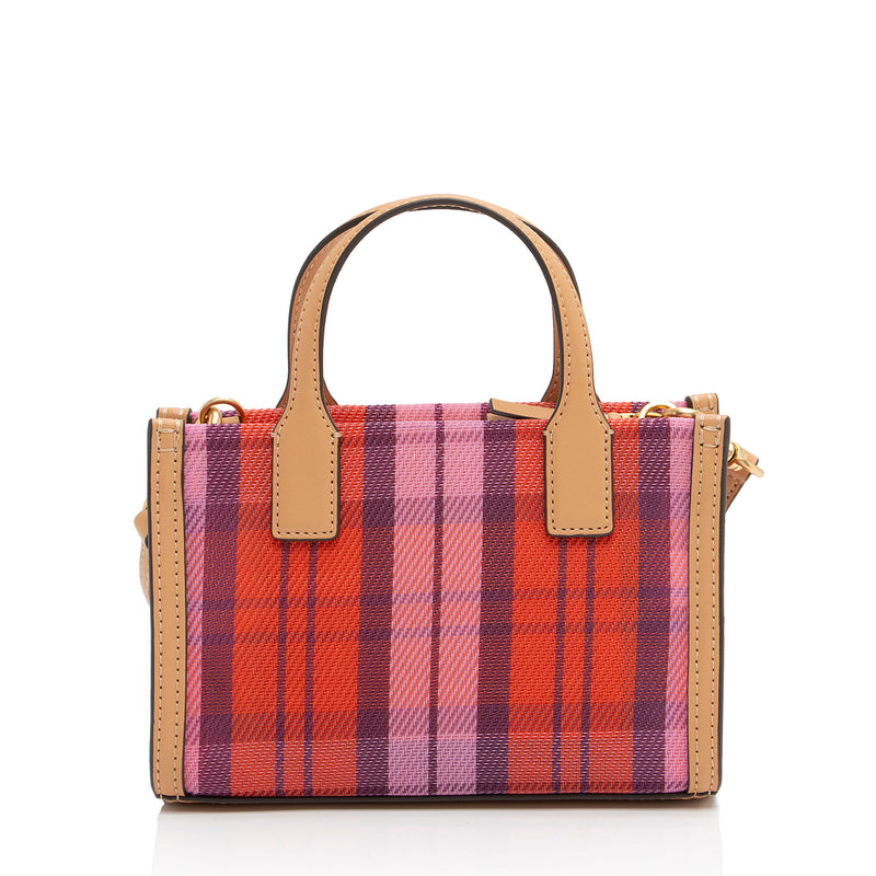 Tory Burch Nylon Mesh Plaid Mini Tote (SHF-ZEFiBl)