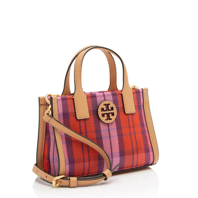 Tory Burch Nylon Mesh Plaid Mini Tote (SHF-ZEFiBl)