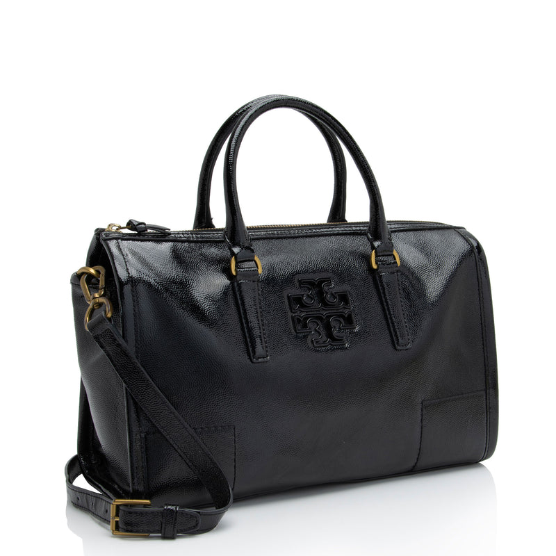 Tory Burch Patent Leather Britten Medium Boston Bag (SHF-SCM5mw)