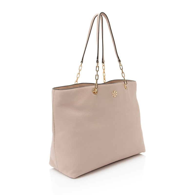 Tory Burch Pebbled Leather Chain Tote (SHF-wEFEm4)