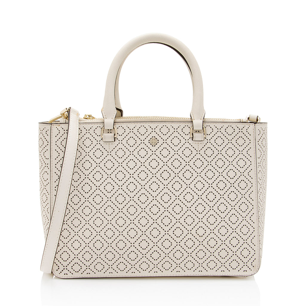 Tory Burch Perforated Leather Robinson Small Tote (SHF-dL86y8