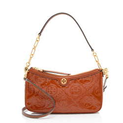 Tory Burch T Monogram Embossed Patent Leather Studio Shoulder Bag (SHF-SpEznC)