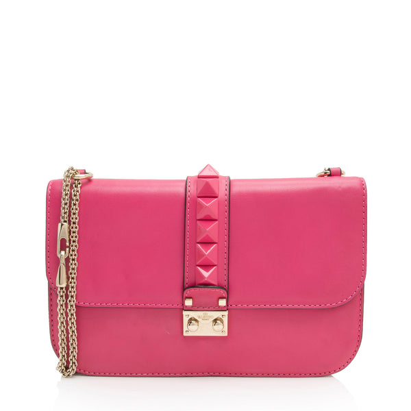 Valentino Calfskin Glam Lock Medium Shoulder Bag (SHF-H9eHek)