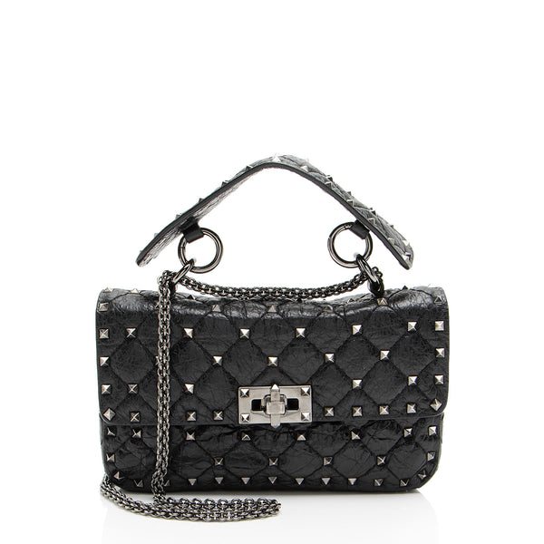 Valentino Calfskin Rockstud Spike Up Chain Small Shoulder Bag (SHF-rCwl8I)