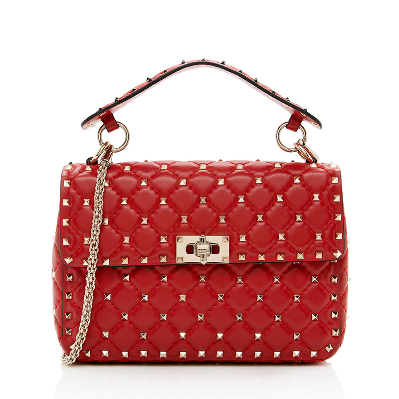 Valentino Calfskin Rockstud Spike Up Chain Shoulder Bag (SHF-16194)