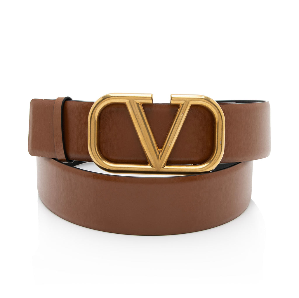 Valentino Vlogo 30mm Reversible Leather Belt, 0 / Black