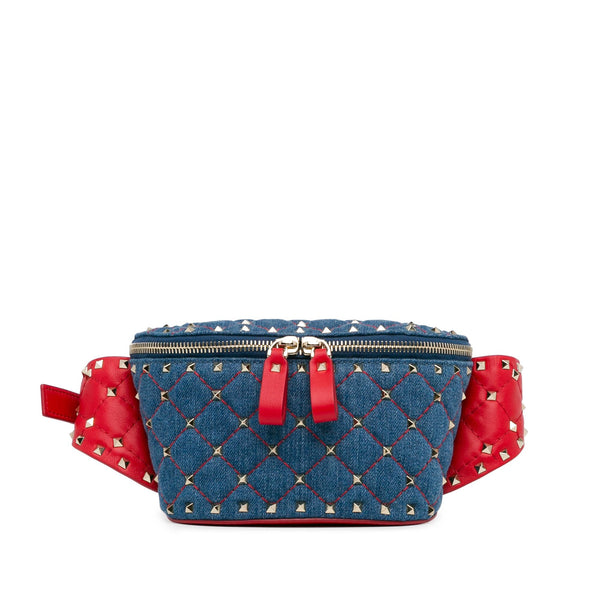 Valentino Denim Rockstud Spike Belt Bag (SHG-jTU3An)