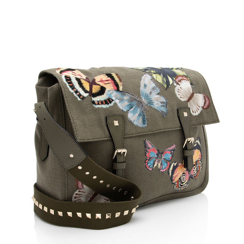 Valentino Embroidered Rockstud Butterfly Messenger (SHF-9zCtMb)