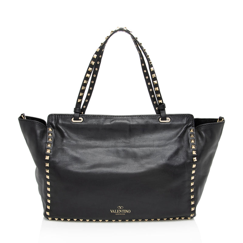 Valentino Leather Rockstud Medium Tote (SHF-PH4pan)