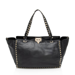 Valentino Leather Rockstud Medium Tote (SHF-PH4pan)